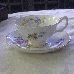 Royal Grafton floral tea cup saucer floral gold rimmed